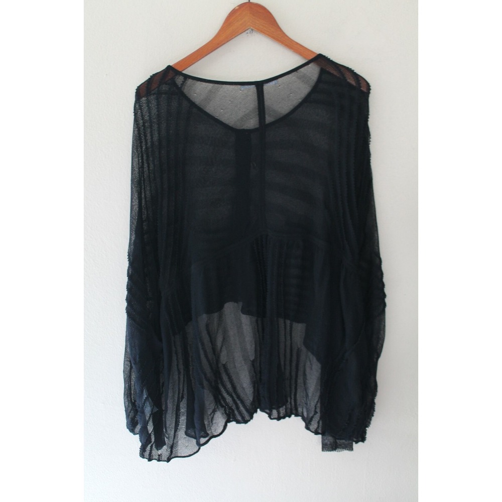 Les Copains‎ Womens Black Scoop Neck Ruffle Button Down Sweater sz S YJ01 - Picture 4 of 6